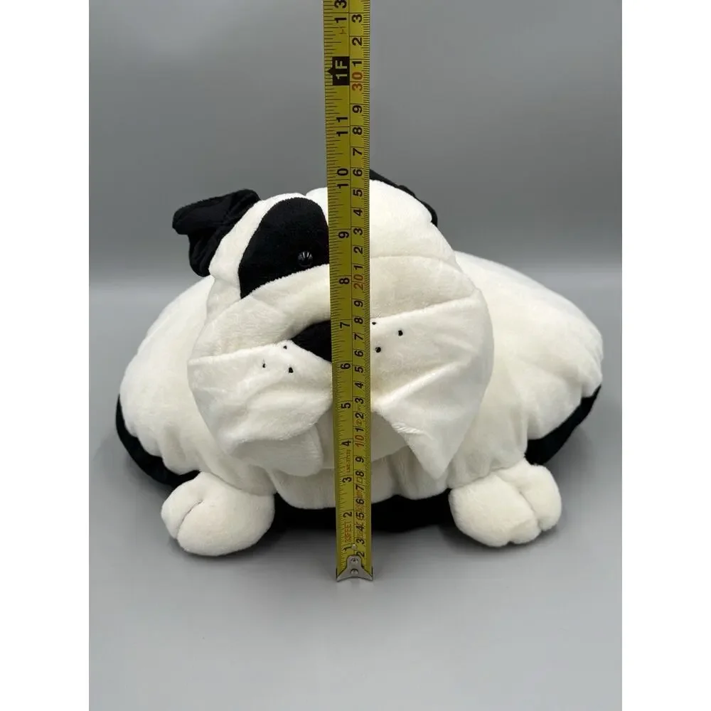 Pocket Pillow Bulldog Black And Ivory Dog Plush With Storage Pocket 12”
